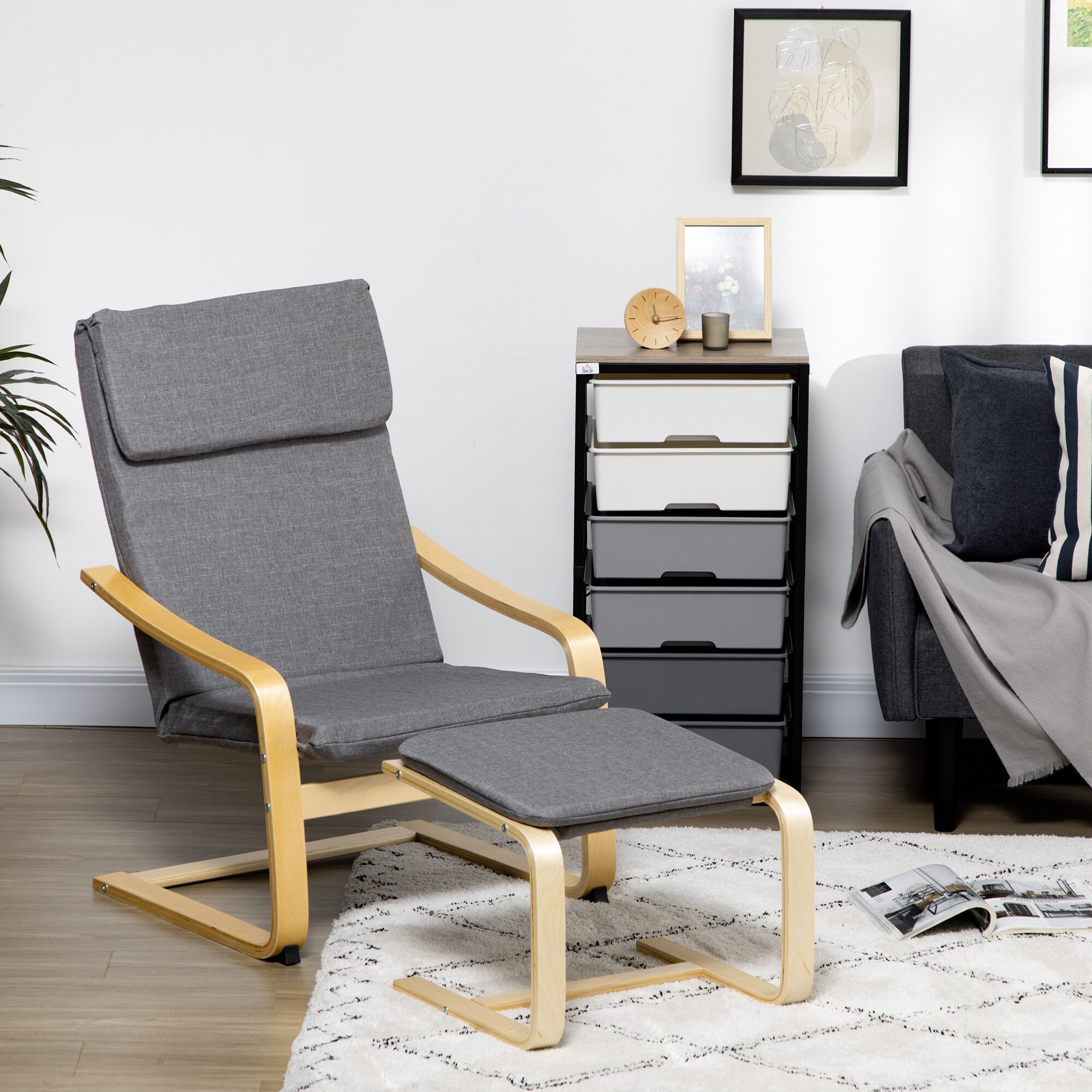 HOMCOM Relaxsessel mit Hocker mit Fußpolster, Kopfpolster und Armlehnen braun 67B x 72T x 100H cm