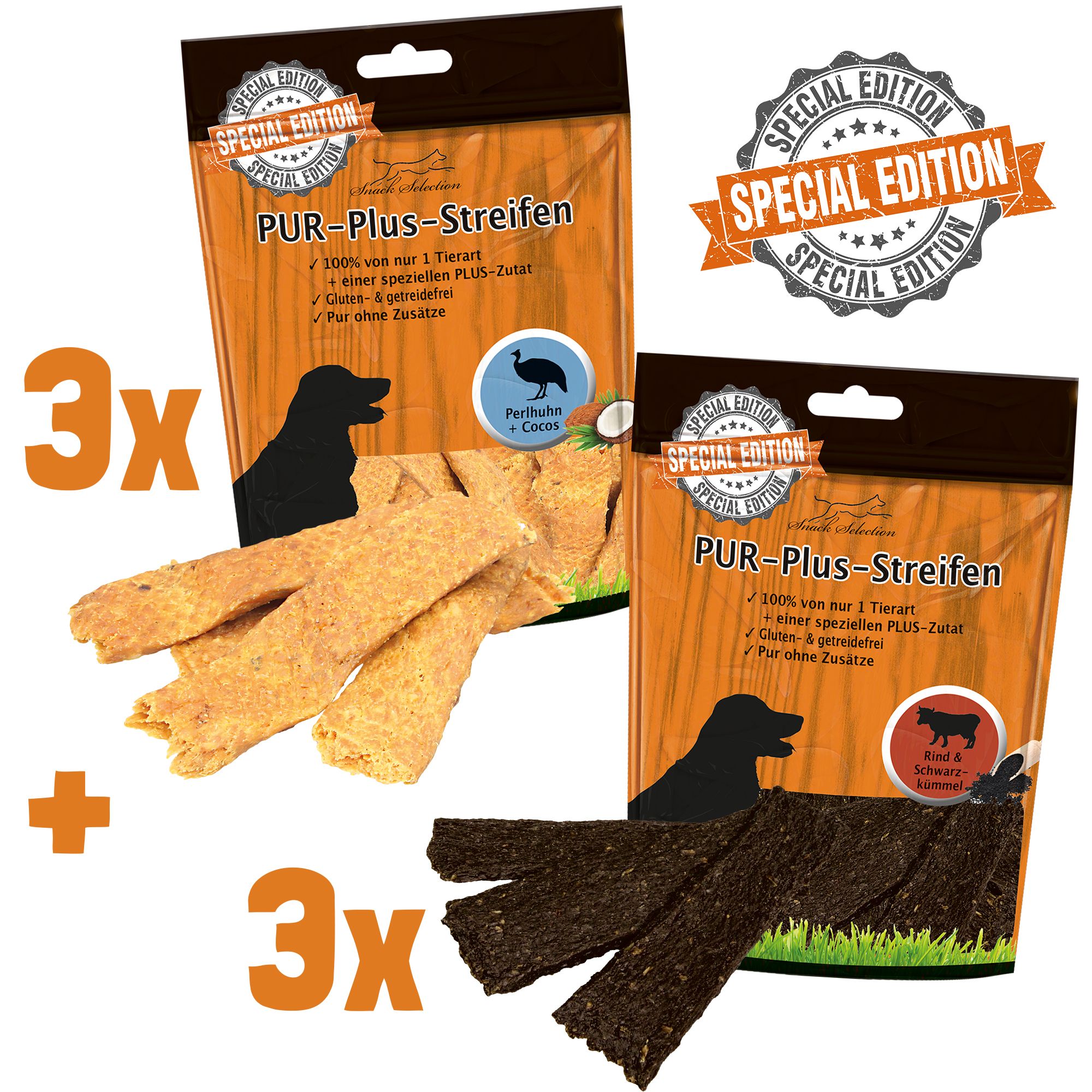Schecker Hundesnack - PUR Plus Streifen - Testpaket