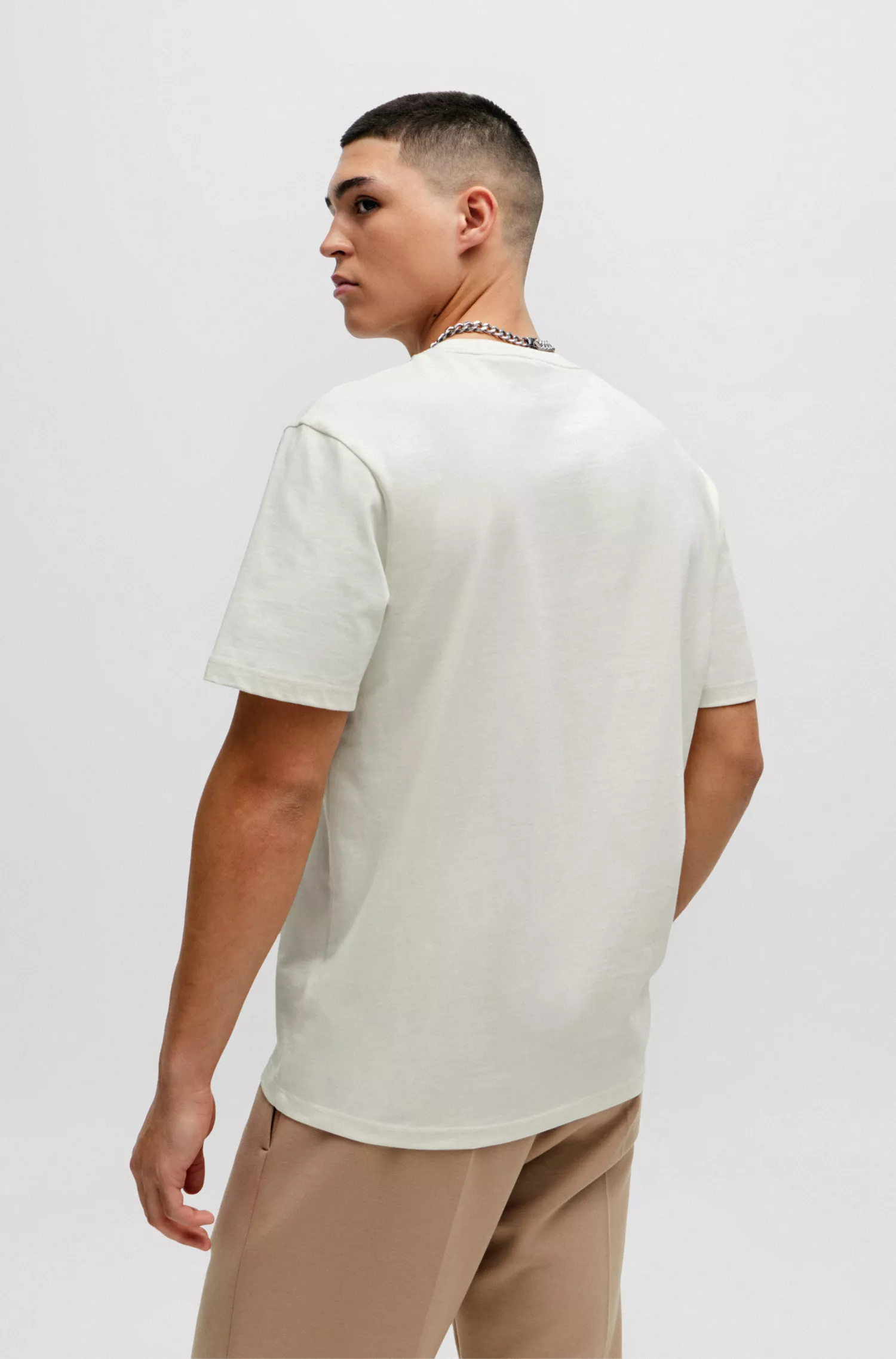 Camiseta HUGO vermelha de modelagem relaxada em algodão com estampa em spray.