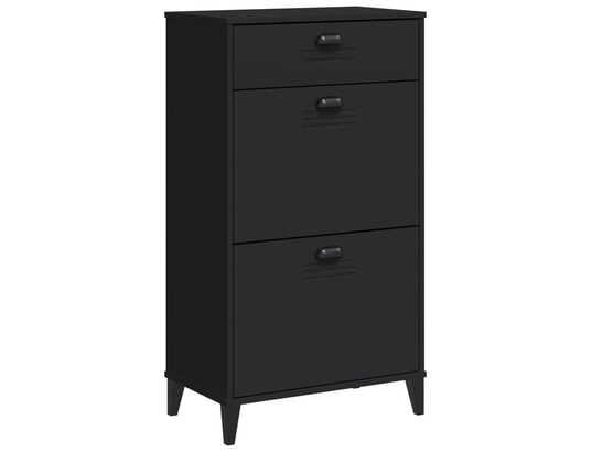 VIDAXL - Armoire à chaussures viken noir bois de pin solide