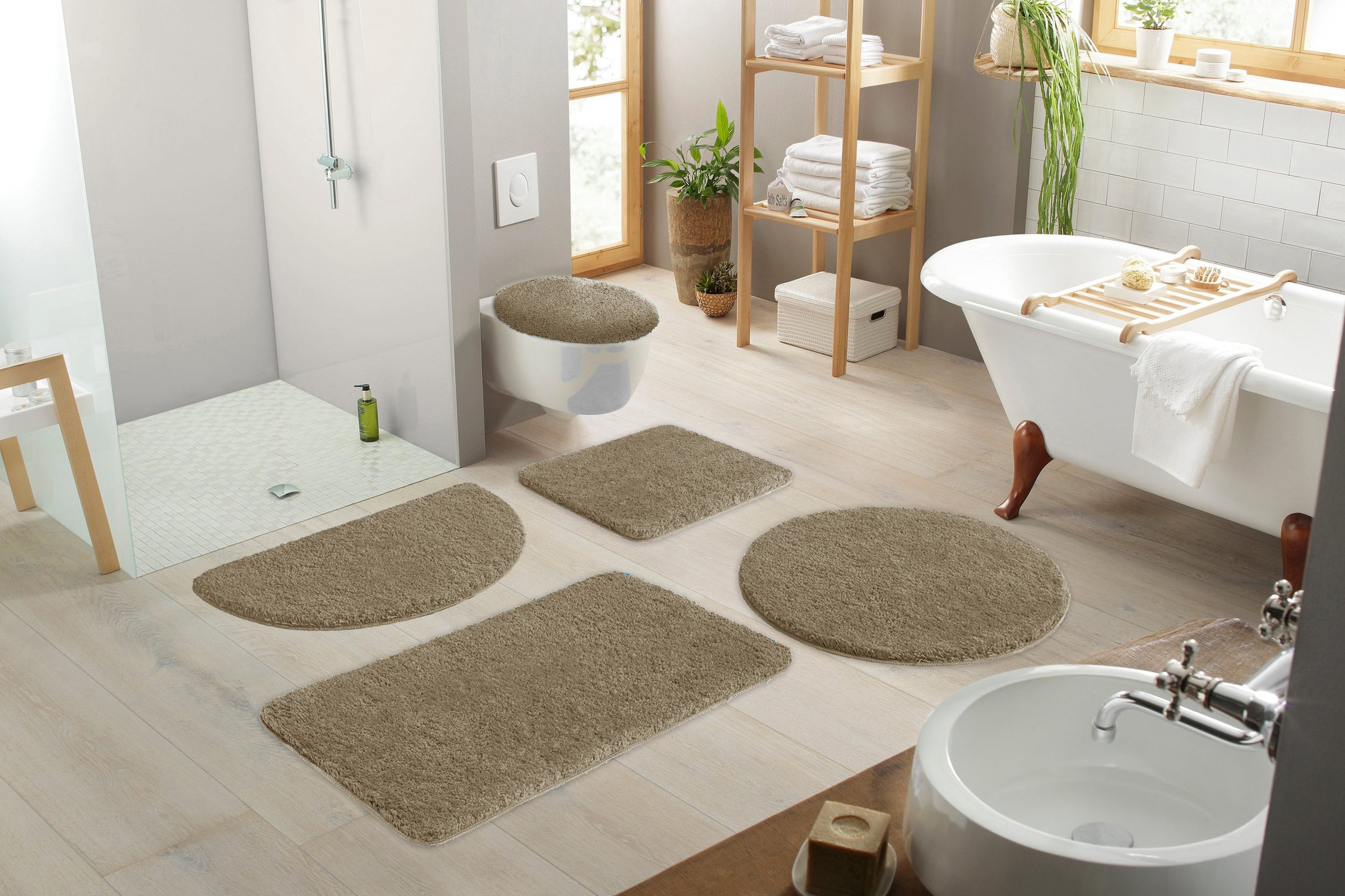 my home Badematte »Inga, Badezimmer Teppich, Badvorleger« Höhe 20 mm rutschhemmend beschichtet fussbodenheizungsgeeignet | schnell trocknend | strapazierfähig Badteppich, unifarben, weich, als halbrund und rechteckig erhältlich