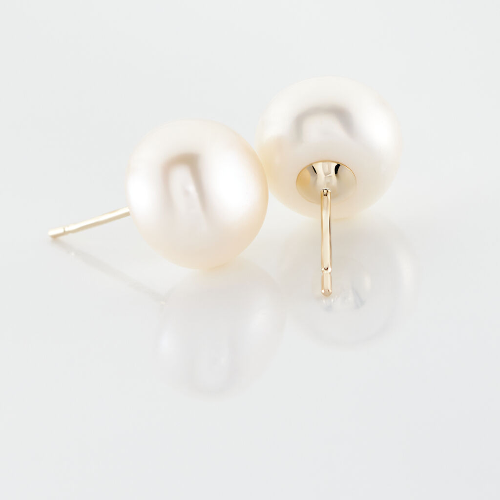 Boucles D'oreilles Puces Ursulina Or Jaune Perle De Culture