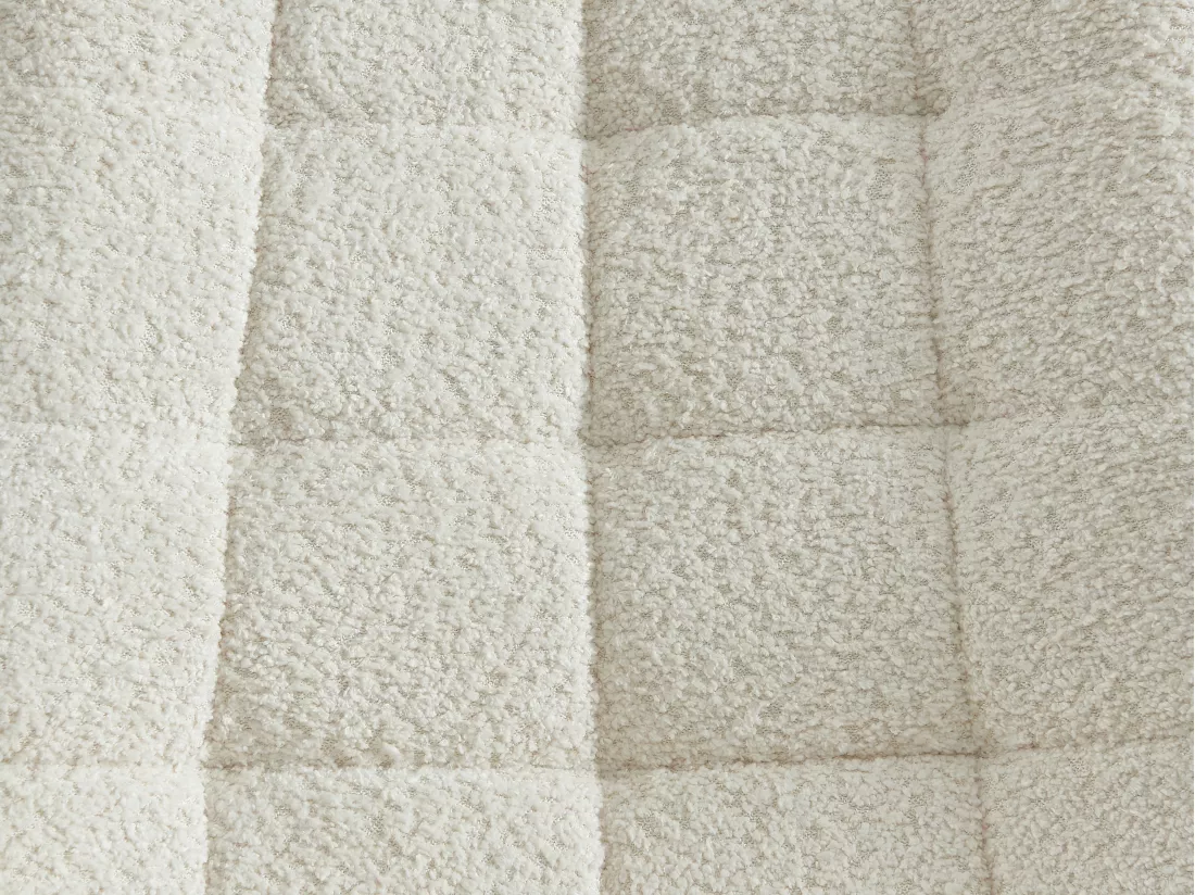 Lot de 6 chaises matelassées en tissu bouclette et métal noir - Blanc - OLLUA