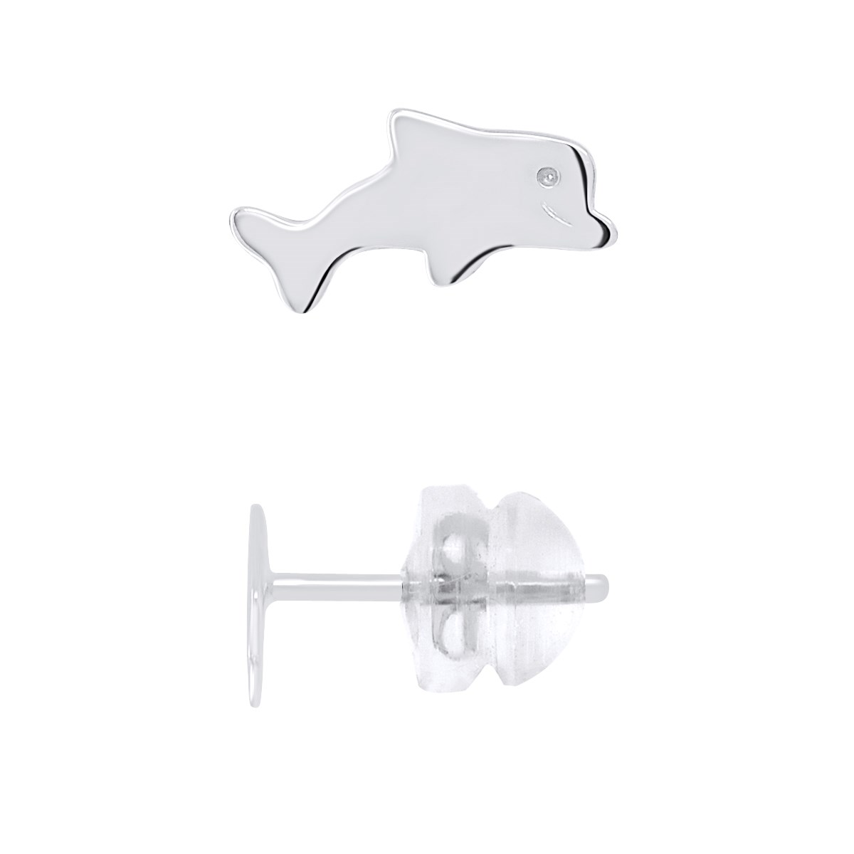 Boucles d'Oreilles DAUPHIN - Or Blanc