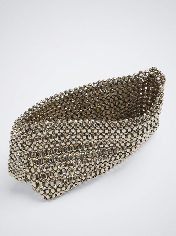 Bolso De Fiesta Abalorios - Plateado