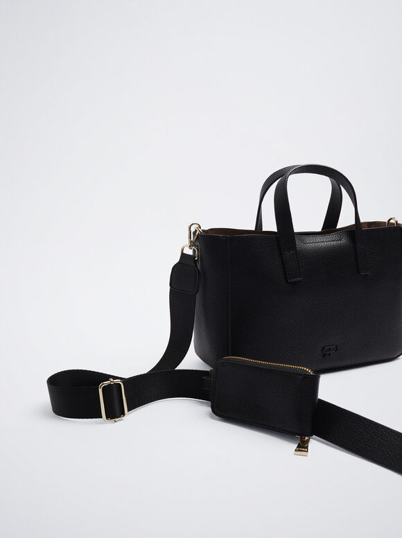 Bolsa tote com bolso removível - Preta