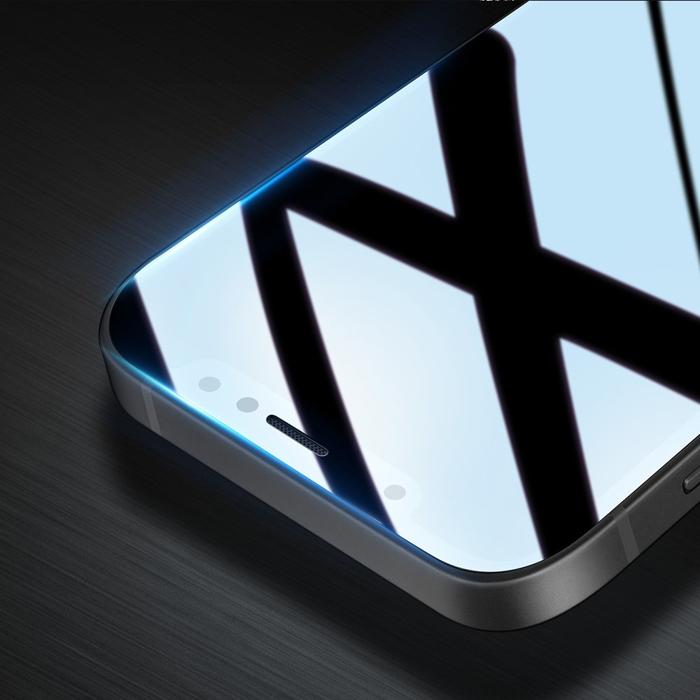 iPhone 12 / iPhone 12 Pro Full-Screen Vollbild Panzer Glas Display mit Rahmen - Schwarz