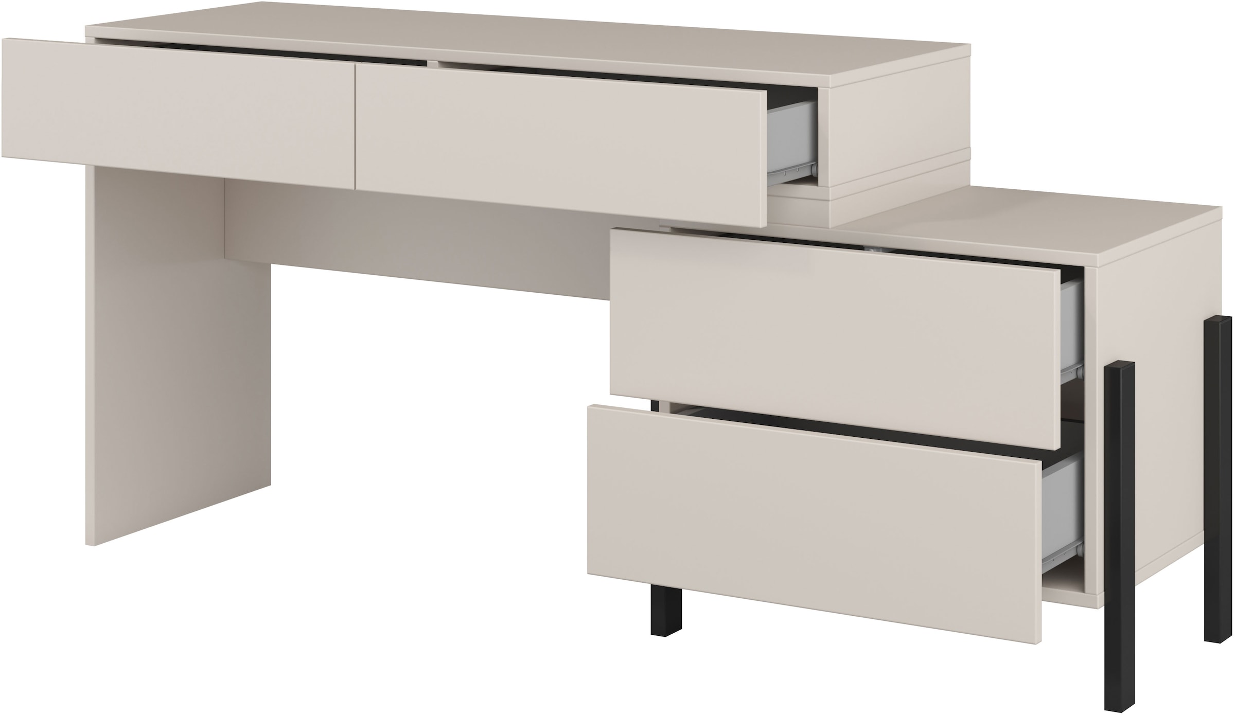 Home affaire Schminktisch »Jukon, Breite 143 cm, moderner Schminktisch« ohne Spiegel,  Schminktisch, grifflos mit 4 SK