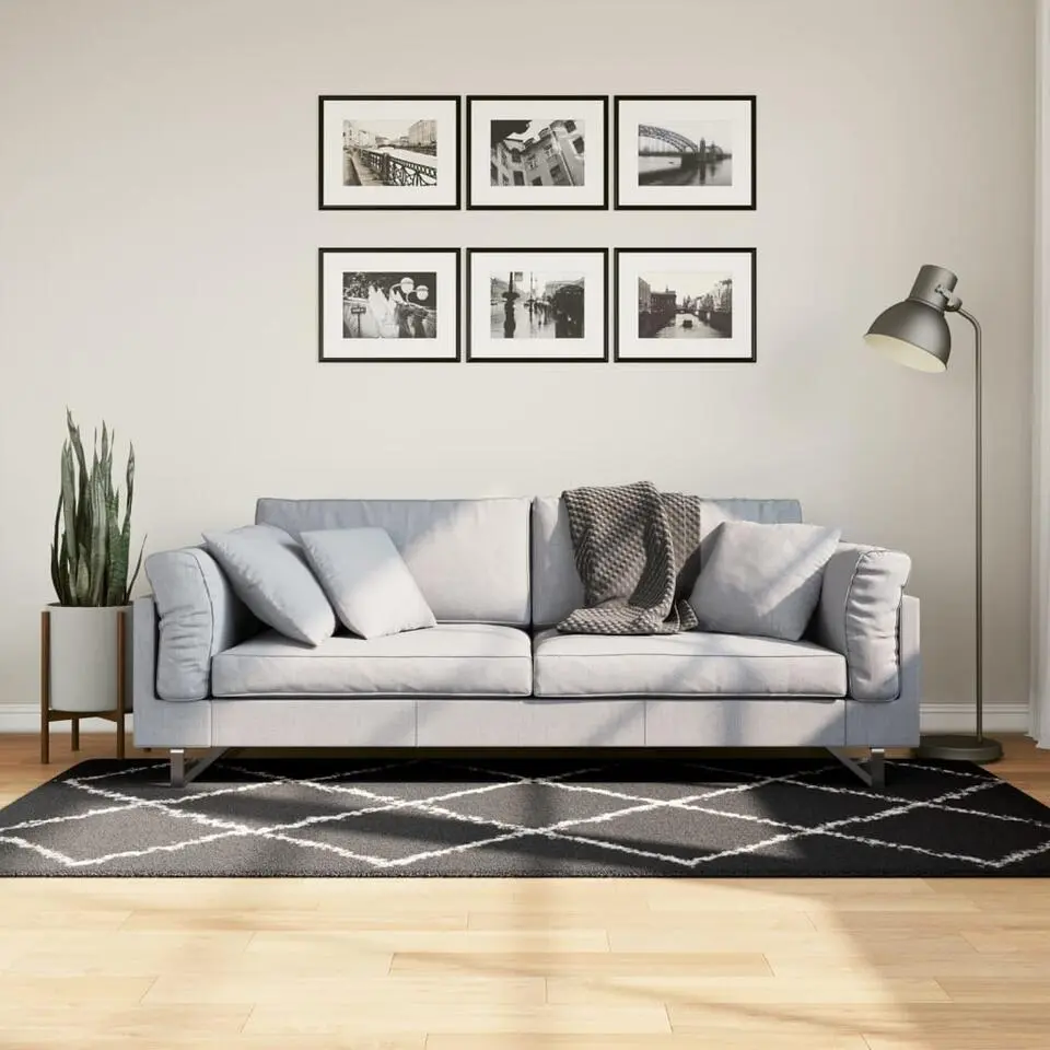 vidaXL - Vloerkleed - Zwart en crème - 100 x 200 cm