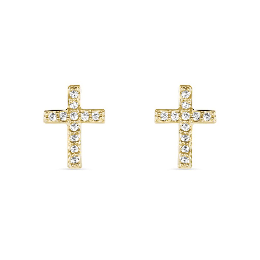 Boucles D'oreilles Puces Fatos Plaqué Or Oxydes De Zirconium