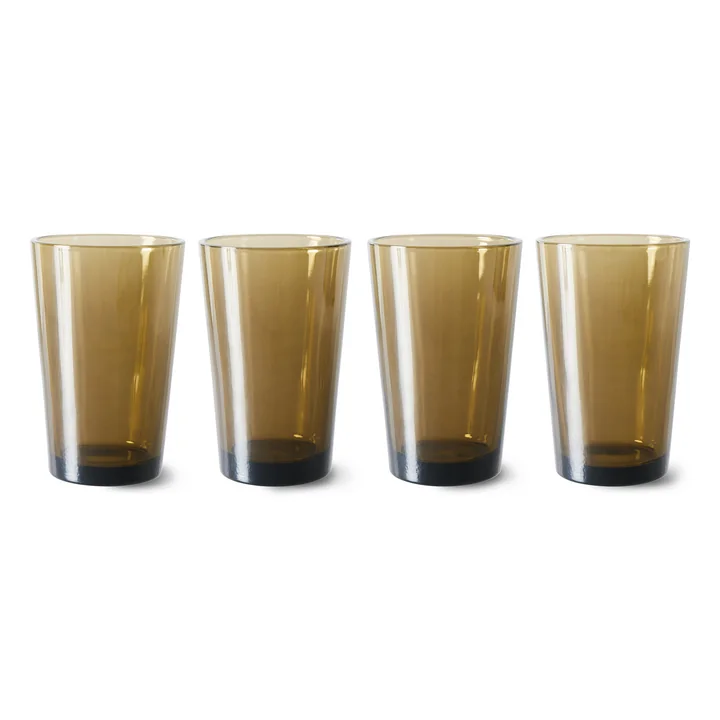 HKliving - 70's Glas Teebecher 400 ml, mud brown (4er-Set)