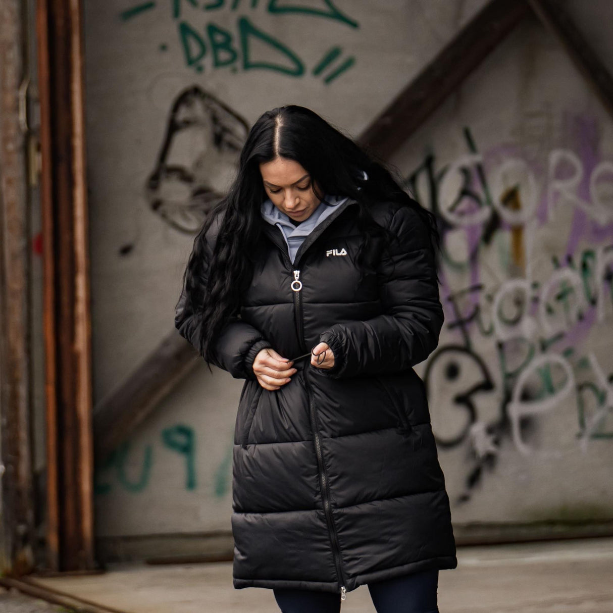 FILA<br>WOMEN EMBLA long hooded puff jacket