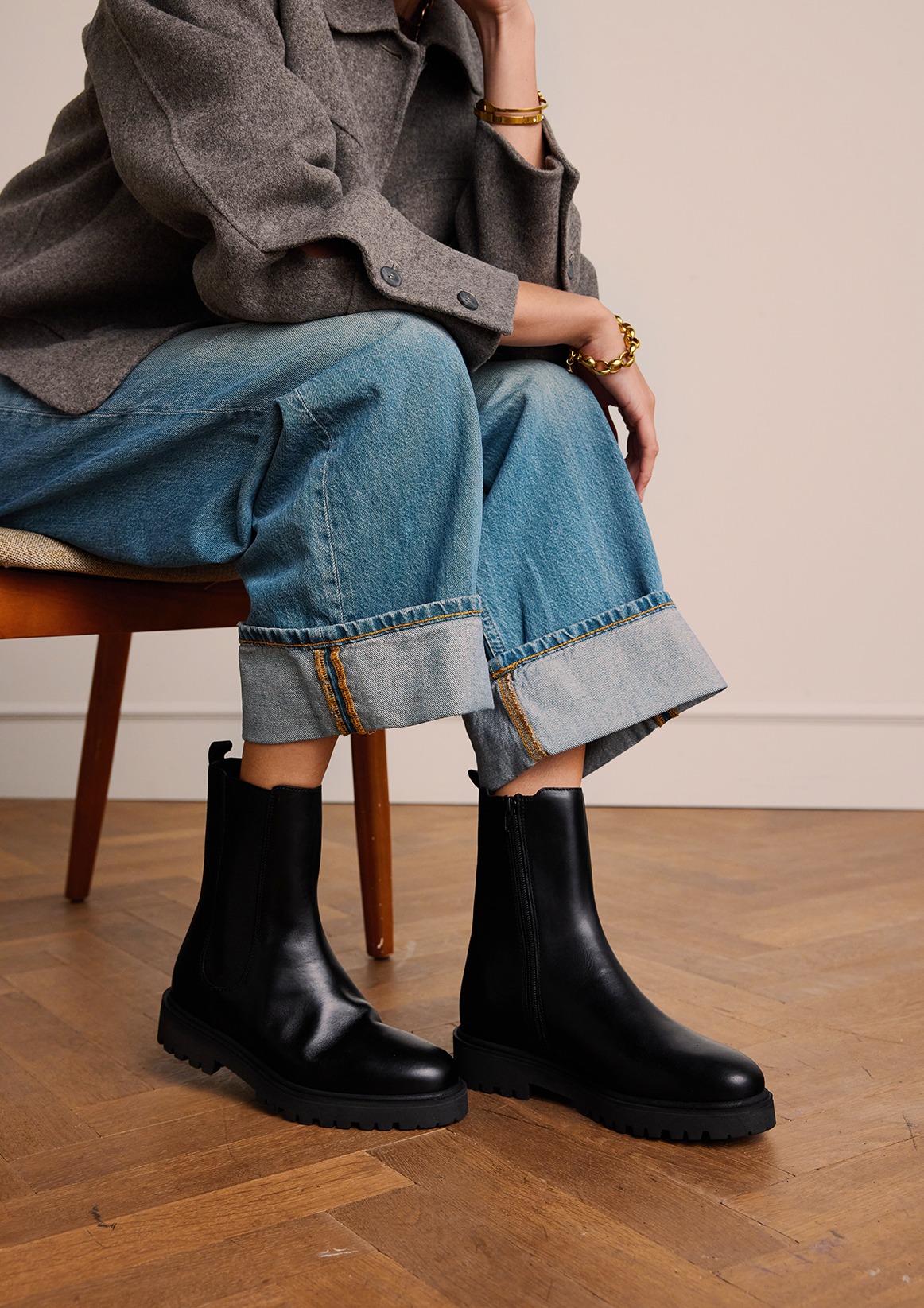Zwarte leren chelsea boots