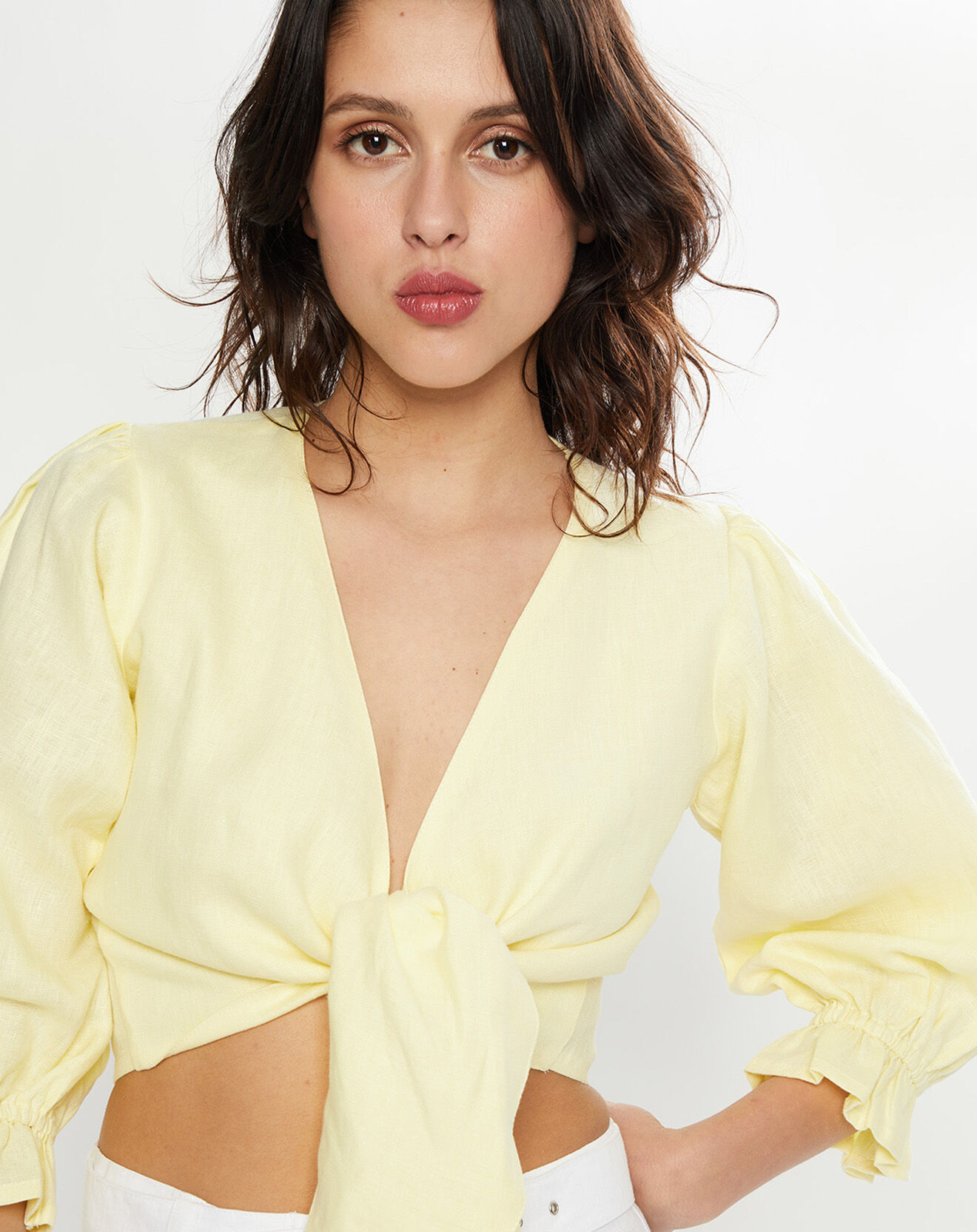 Faithfull the Brand Top 100% Lin Jacinta jaune