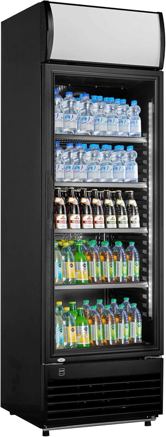 METRO Professional Glastürkühlschrank GSC2350B, Glas/Kunststoff, 324 L, Umluftkühlung, 180 W, mit Schloss, schwarz