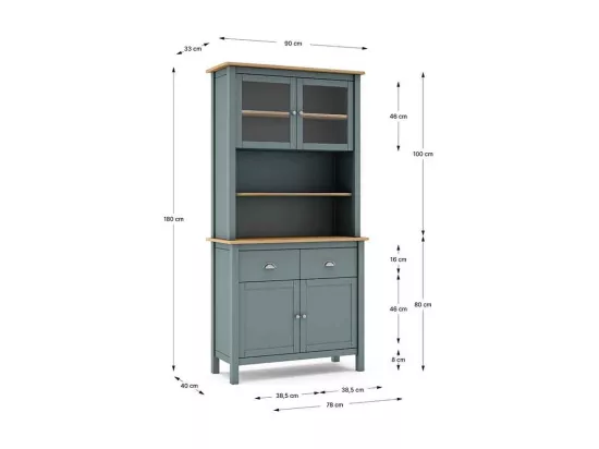 Vaisselier 4 portes et 2 tiroirs Vert de Gris/Bois - VOLCAN
