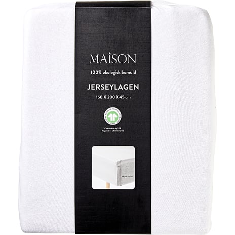 MAISON jersey stræklagen 160x200x45 cm - hvid