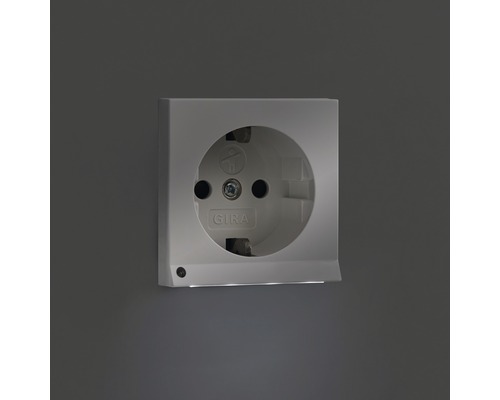 Gira 4170 03 Wandcontactdoos met verhoogde aanrakingsbeveiliging + LED-oriëntatieverlichting Standaard 55/Event/Event Opaak zuiver wit glanzend