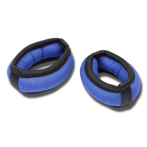 Pulseiras de neoprene com peso e enchimento de grânulos de metal índigo, 2 unidades de 0,3 kg cada.