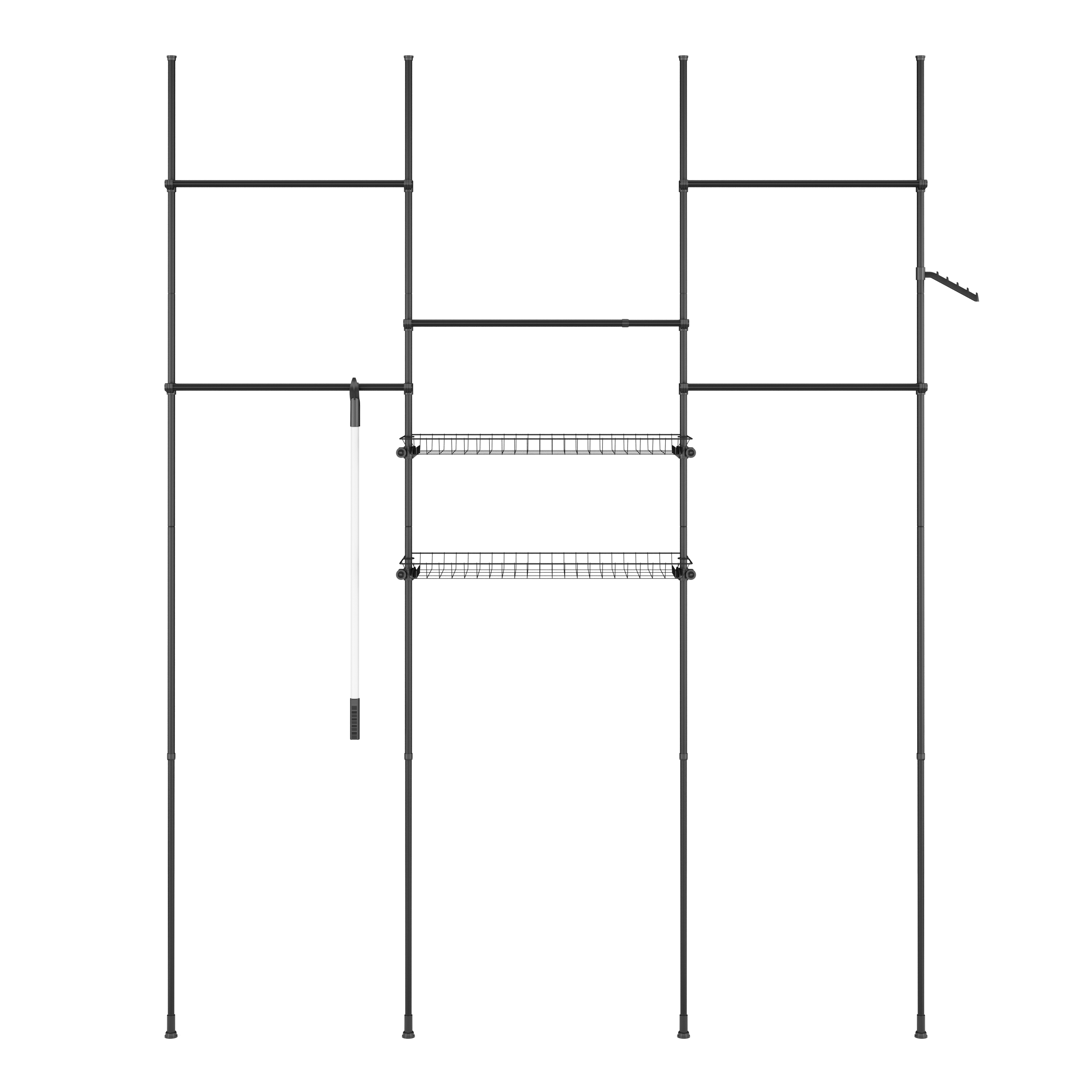 Kleiderständer mit 5 Stangen und 2 Körben verstellbar 200 - 270 cm schwarz