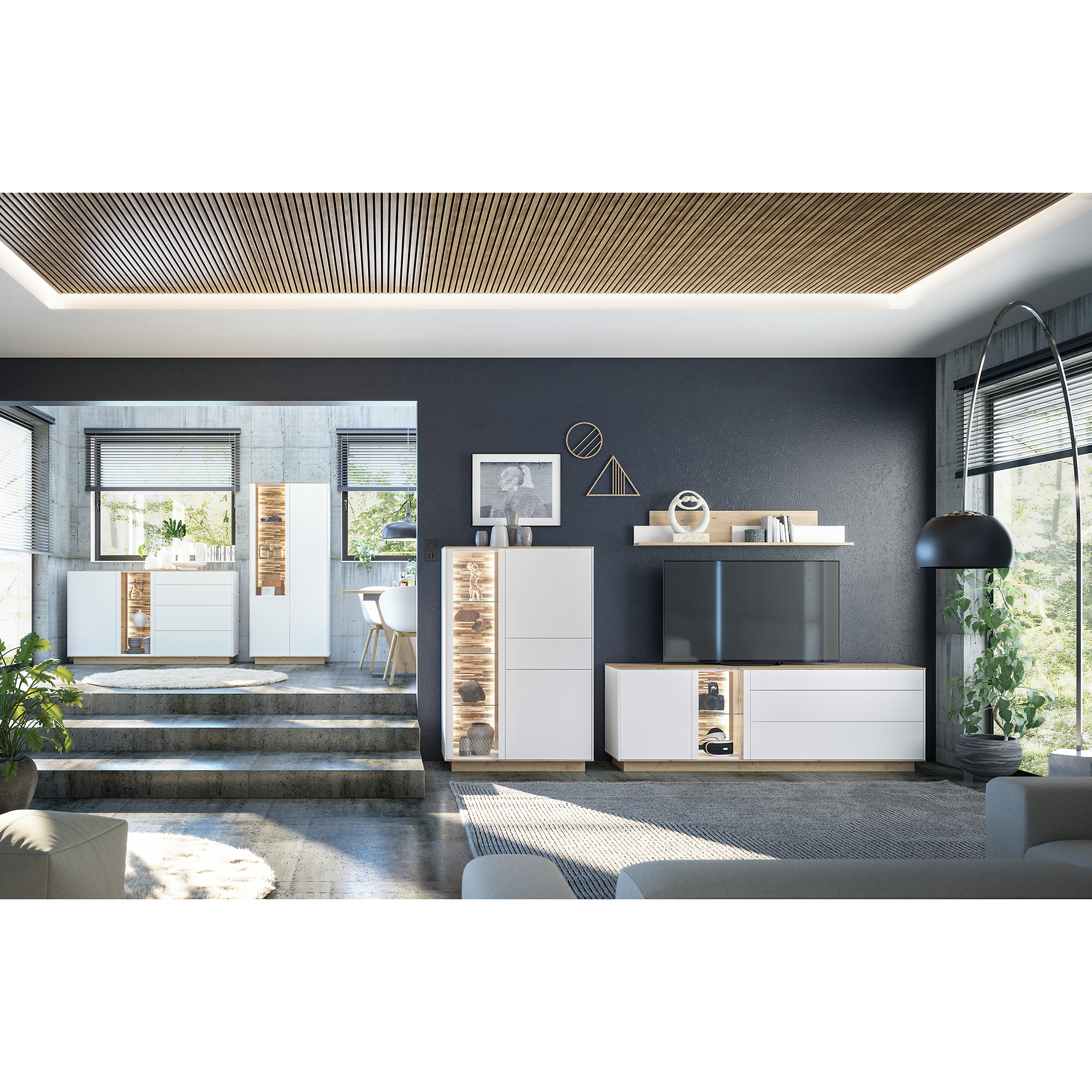 Wandboard - weiß matt - Asteiche - 150 cm