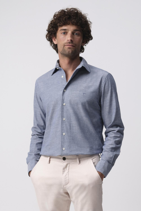 Campbell blauwe heren overhemd