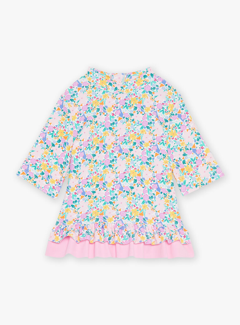 T-shirt de bain écru à imprimé fleuri