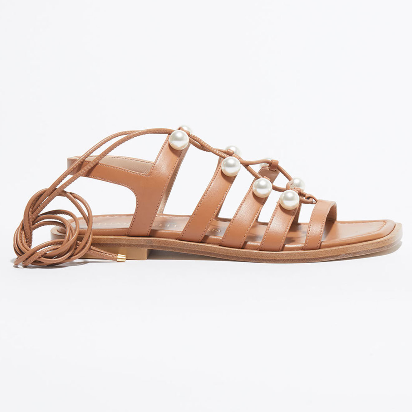 Stuart Weitzman Sandales en Cuir Goldie Lace-Up camel