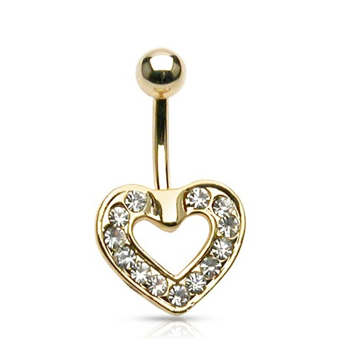 (10mm) Chirurgenstahl Bauchnabelpiercing Herz - Gold