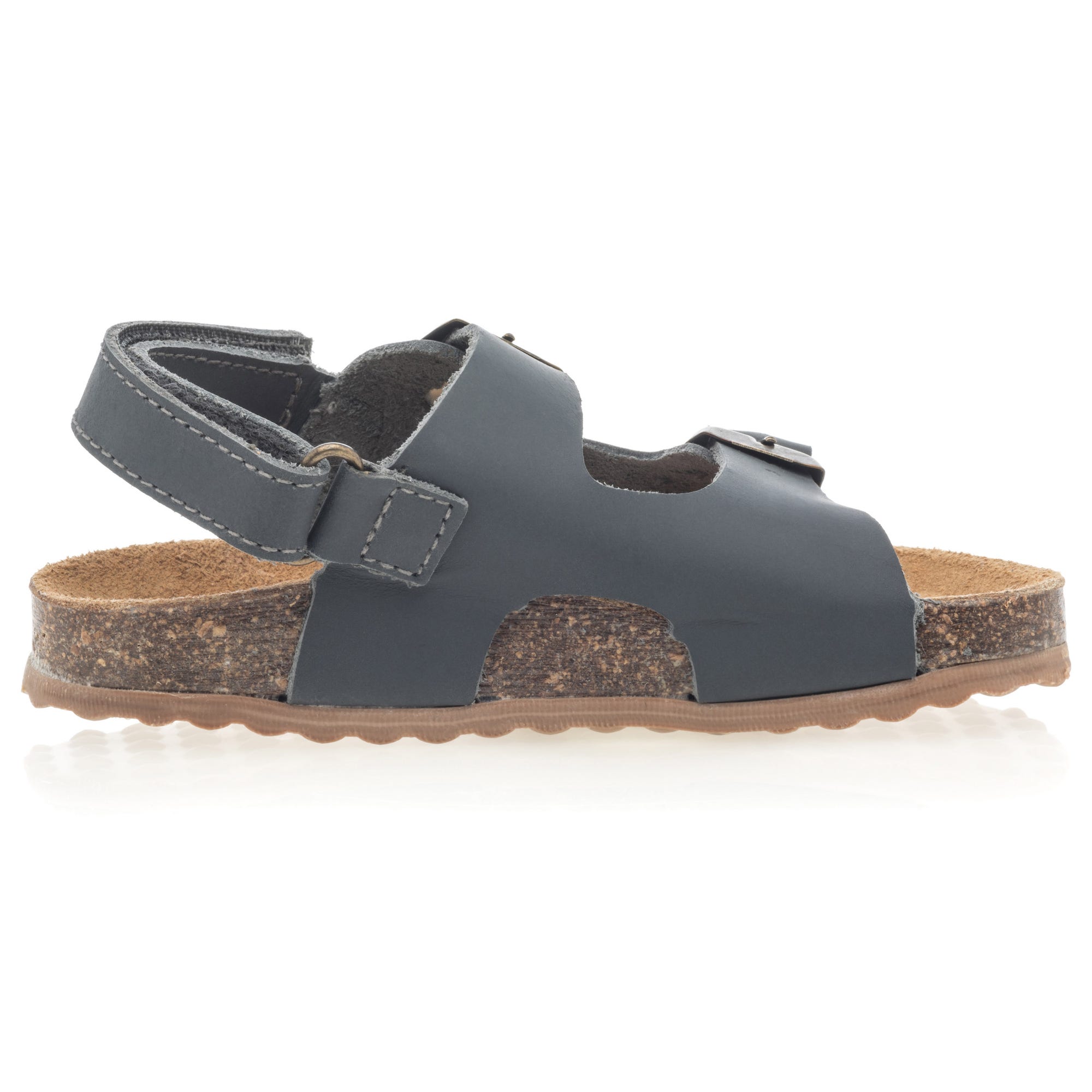 Mules semelle liège Garçon en cuir gris