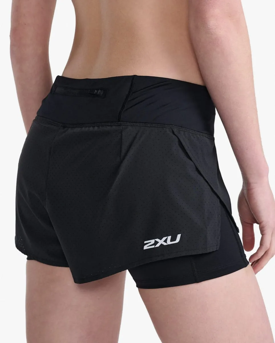 2XU Aero 2-In-1 4 Inch Shorts Black/Silver Reflective