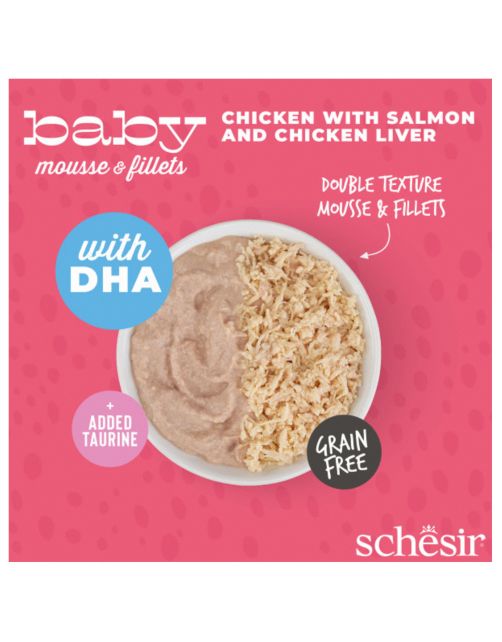 Schesir Baby - Kattenvoer - Kip Zalm 3x55 g