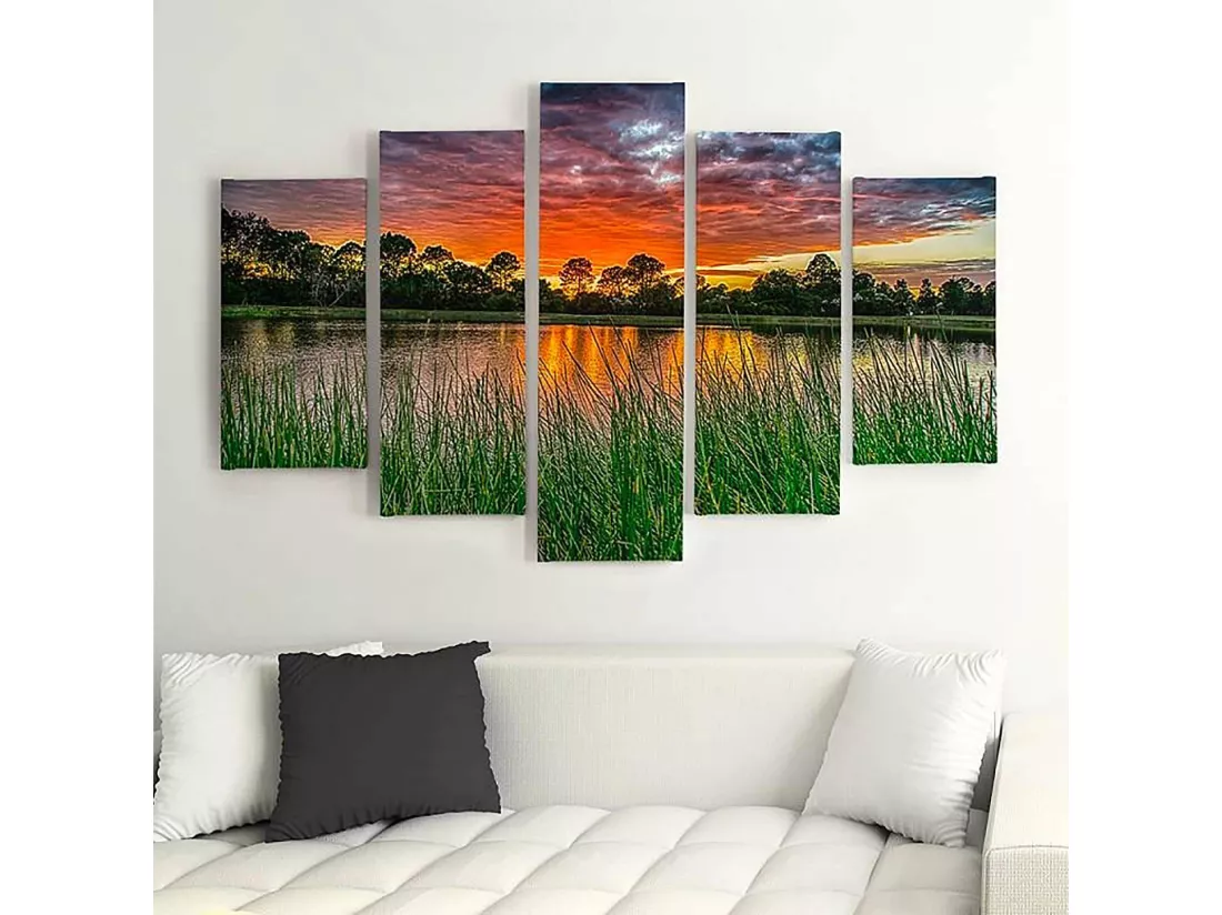 Tableau coucher de soleil sur l'eau 3 - 200 x 100 cm