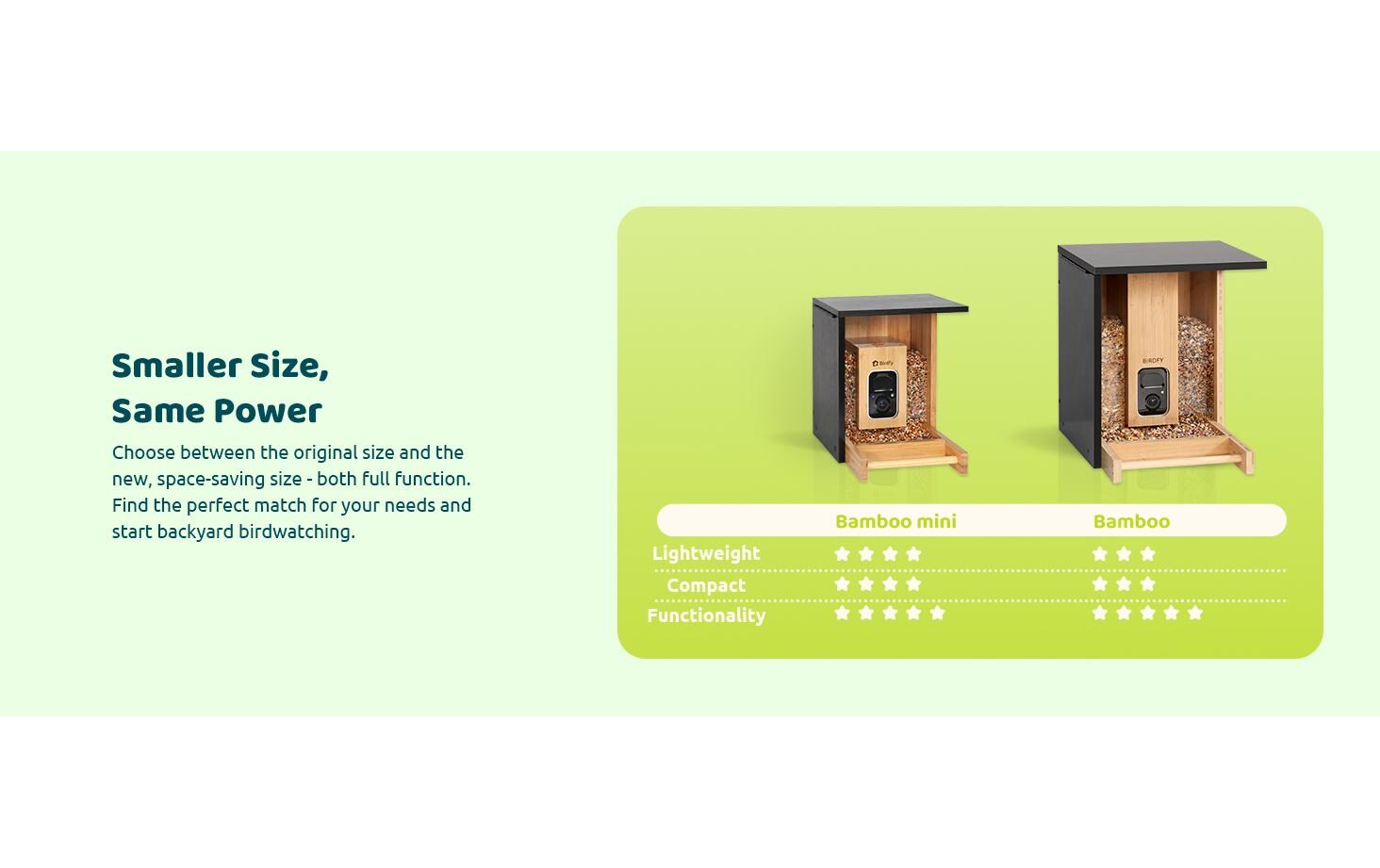 Futterspender FSC Bambus Mini Solar<br>Vogelfutterspender mit Kamera und Lifetime AI