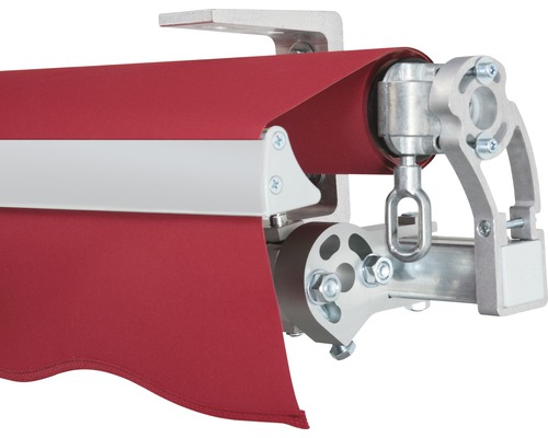 SOLUNA knikarmscherm Concept 3x2, doekdesign 3914, frame zilver E6EV1 geanodiseerd, aandrijving rechts inclusief slinger