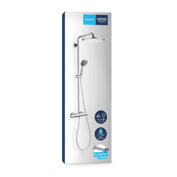 Grohe regendoucheset Quickfix Vitalio Joy XXL - hoofddouche 31 cm - met handdouche en thermostaatkraan 3 standen chroom - hartafstand kraan 15 cm