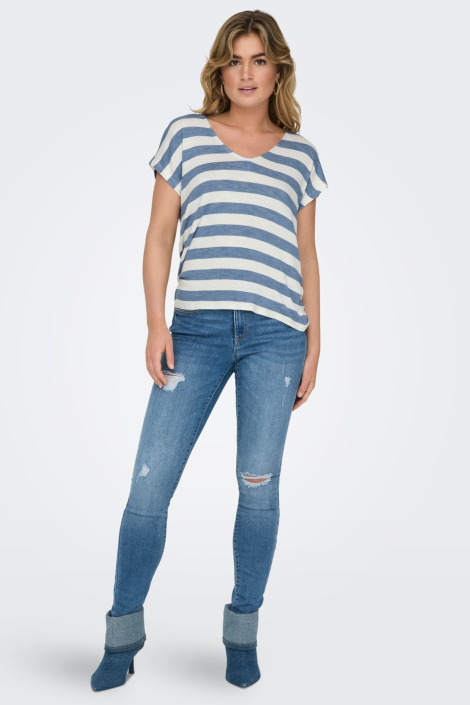 Only blauwe dames t-shirt