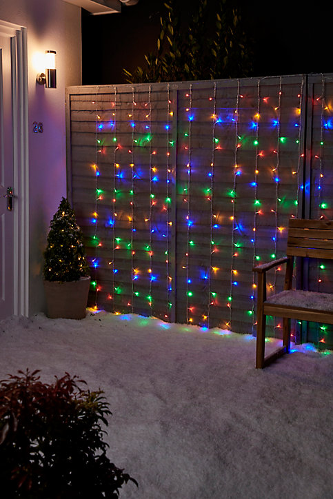 Guirlande lumineuse rideaux extérieur 240 LED RGB IP44 3.6W L.1.5m câble transparent