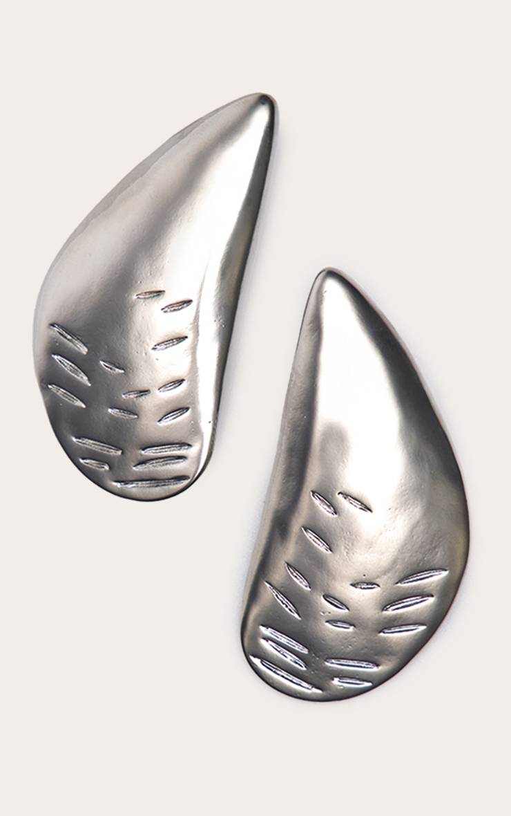 Argenté Boucles D'oreilles Clous Surdimensionnées En Forme D'huître