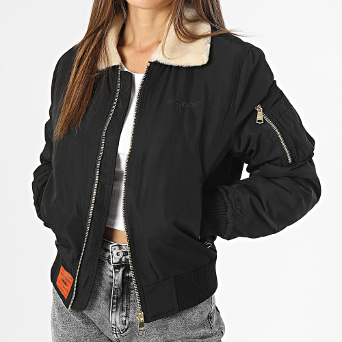 Bomber Femme Col Mouton Barcelone Noir