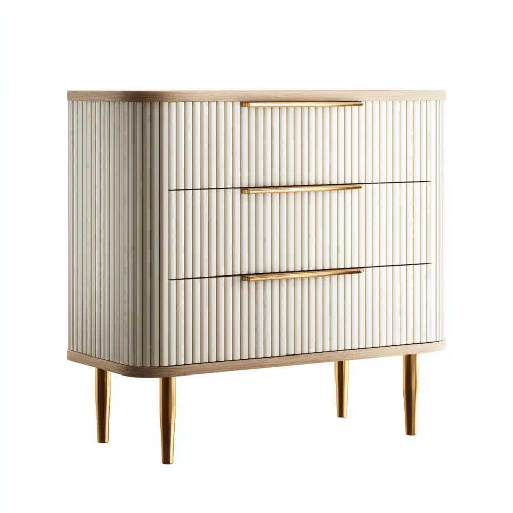 Kommode 80x40x90 cm - Weiß/Gold - Modernes Design