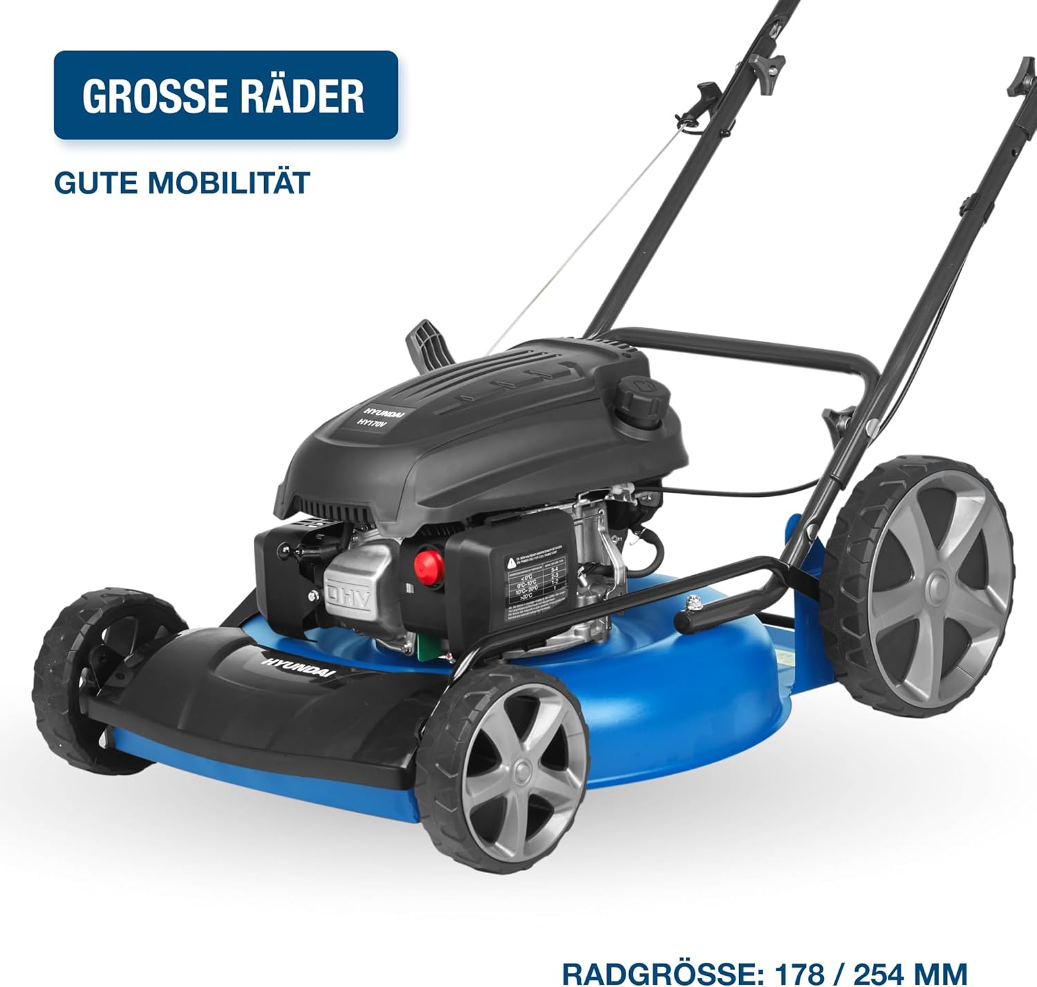 HYUNDAI Rasenmäher LM5103G M (Mulchmäher mit 51cm Schnittbreite, kraftvoller 2.9kW / 3.9PS Hyundai Motor, Mulcher)