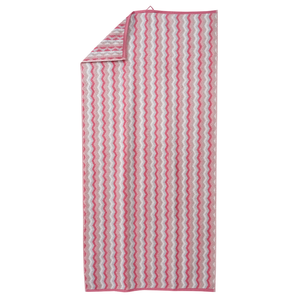 My Home Duschtuch mit Zick-Zack-Muster rosa / beige
