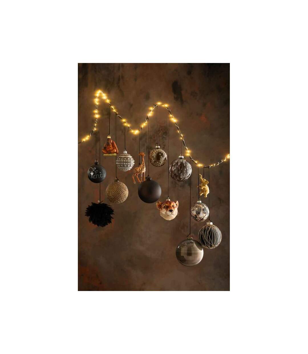 Paris Prix - Lot De 6 Boules De Noël gorille 9cm Marron