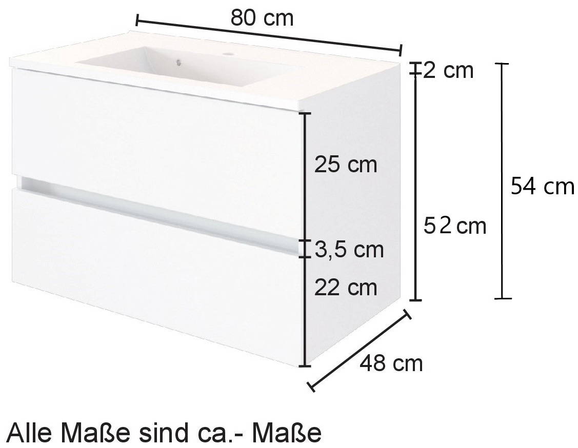 welltime Waschtisch »Horki« Breite 80 cm, mit Soft-Close Funktion