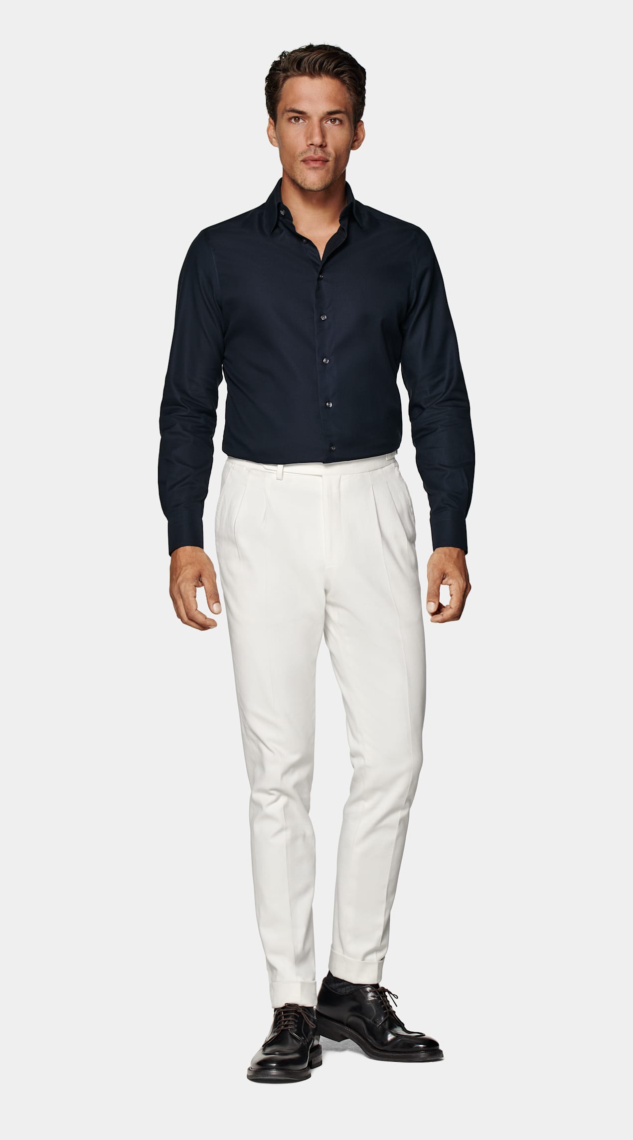 Chemise coupe ajustée en oxford royal bleu marine