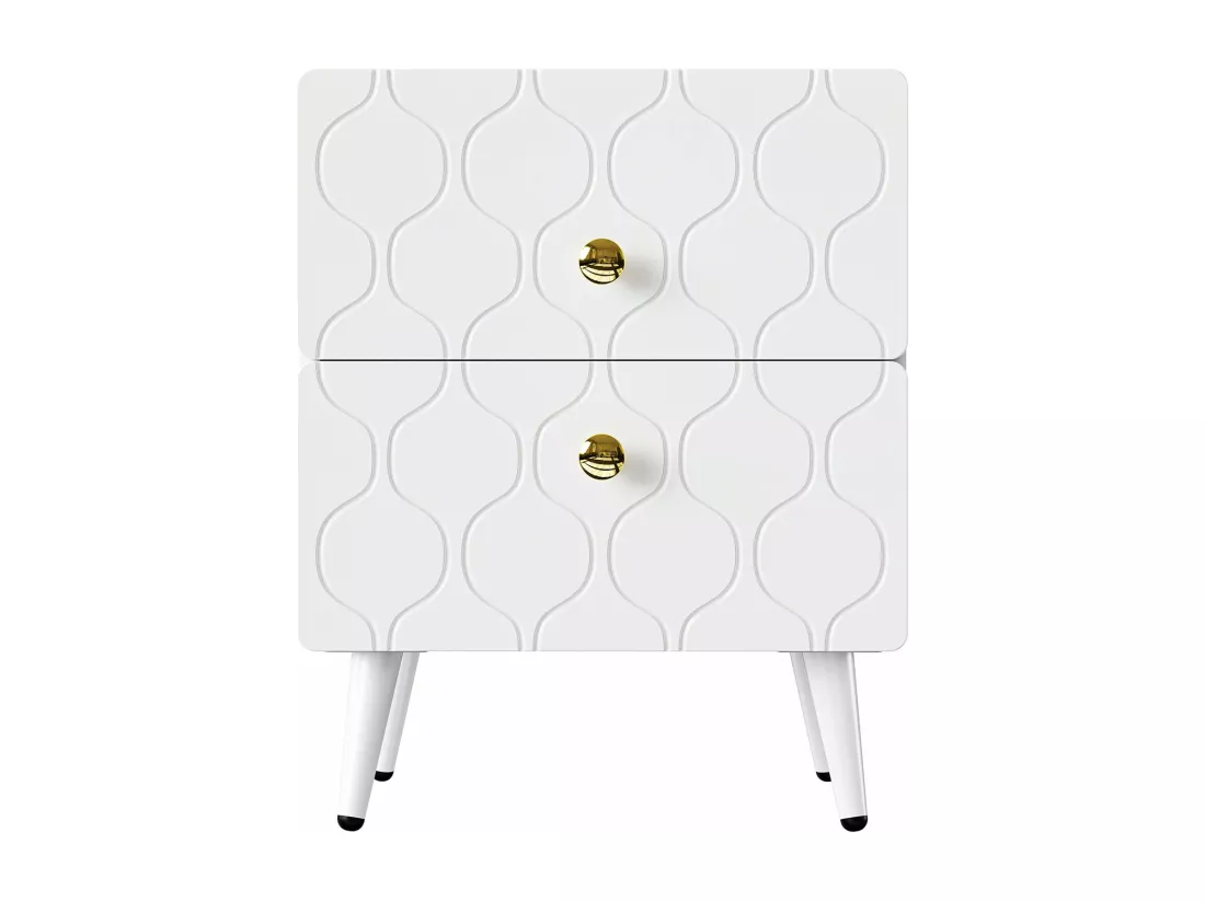 Lot de deux tables de chevet blanches,d39.5cm×h50cm