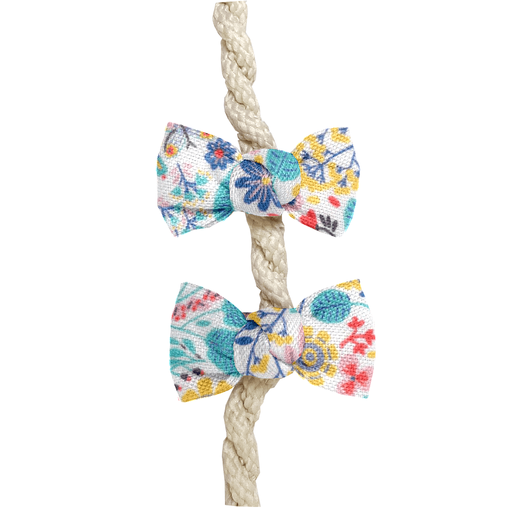 Barrettes Clic-Clac Petits Noeuds Champêtre Bleuté
