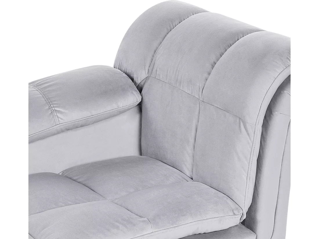 Chaise longue côté droit en velours gris clair LORMONT