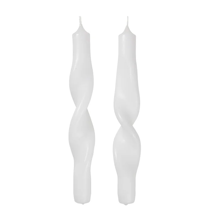 Broste Copenhagen - Twist Kerzen, pure white (2er-Set)